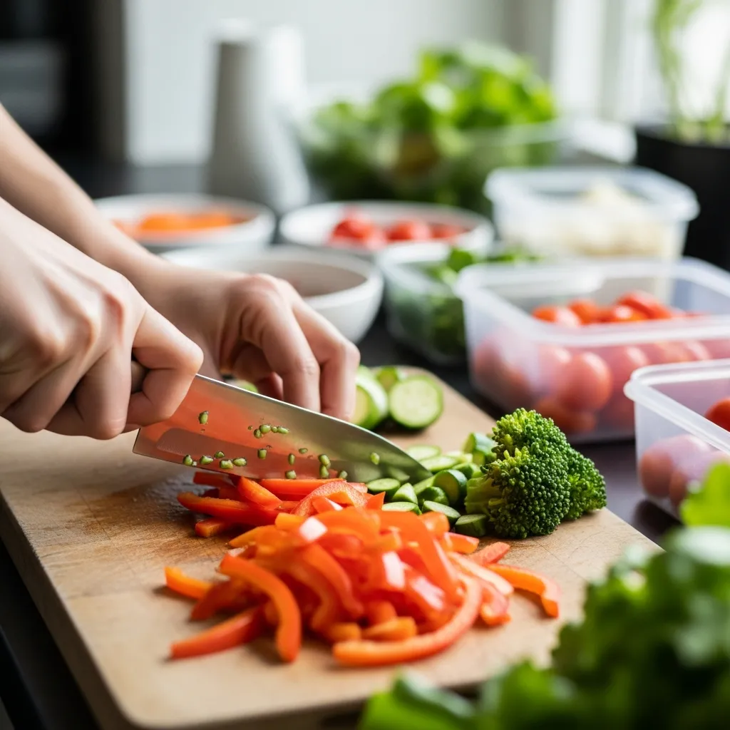 Voedzame maaltijd met verse ingrediënten, voorbereid als onderdeel van een MealPrep strategie.